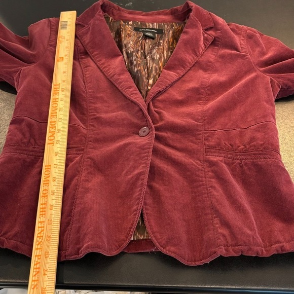 Calvin Klein Red Corduroy Womens One Button Blazer SZ Large Fall Classic Cotton - Picture 8 of 9